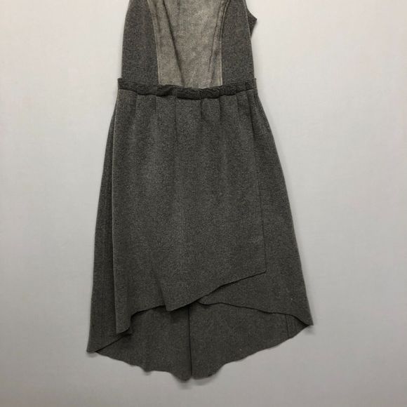 Joy Cioci Women Sleeveless Taylor Dress Merino Wool Leather Size 6 Gray B209 -27 - Picture 10 of 13